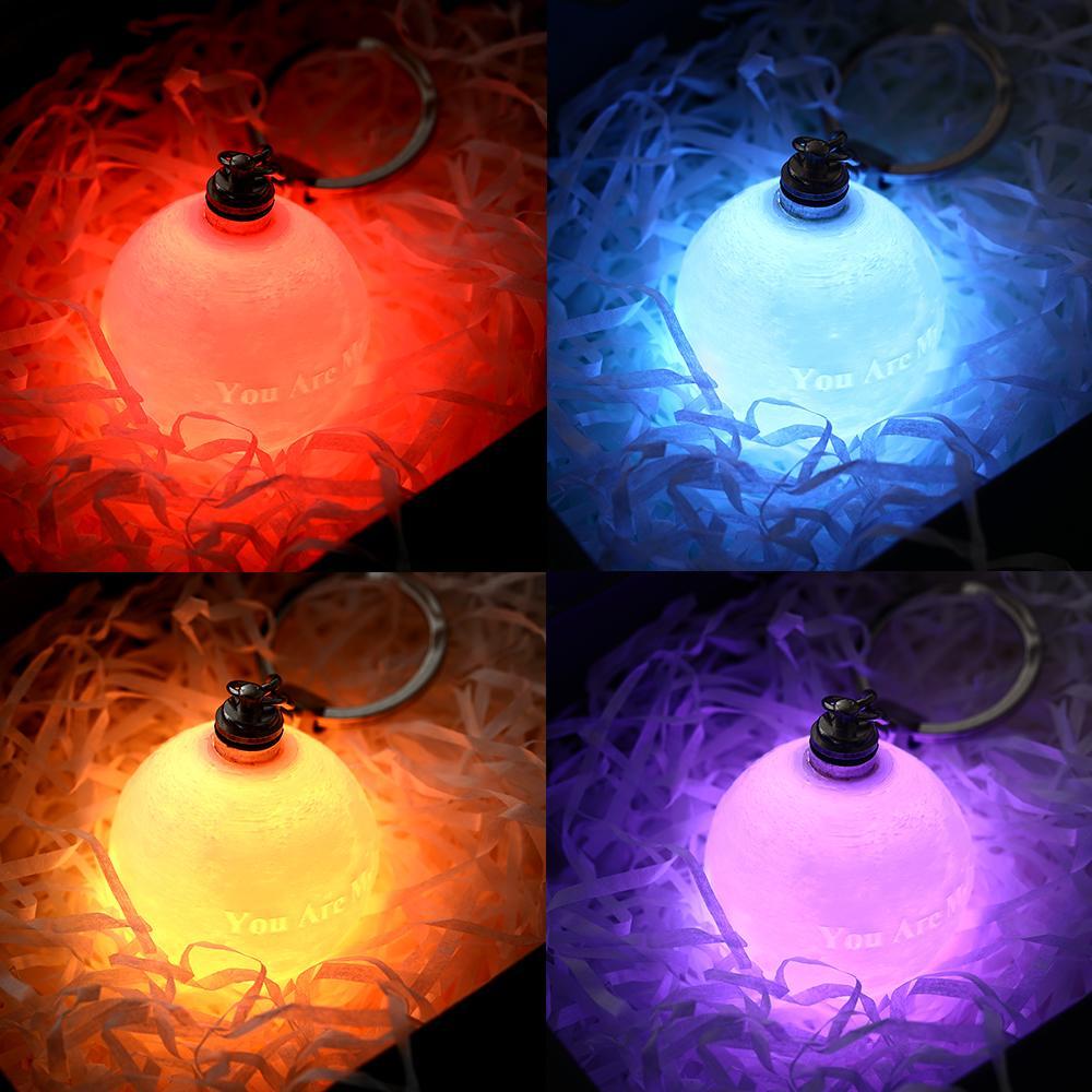 Moon Light Multicolor - Personalized 3D Printed Photo Moon Lamp Keychain