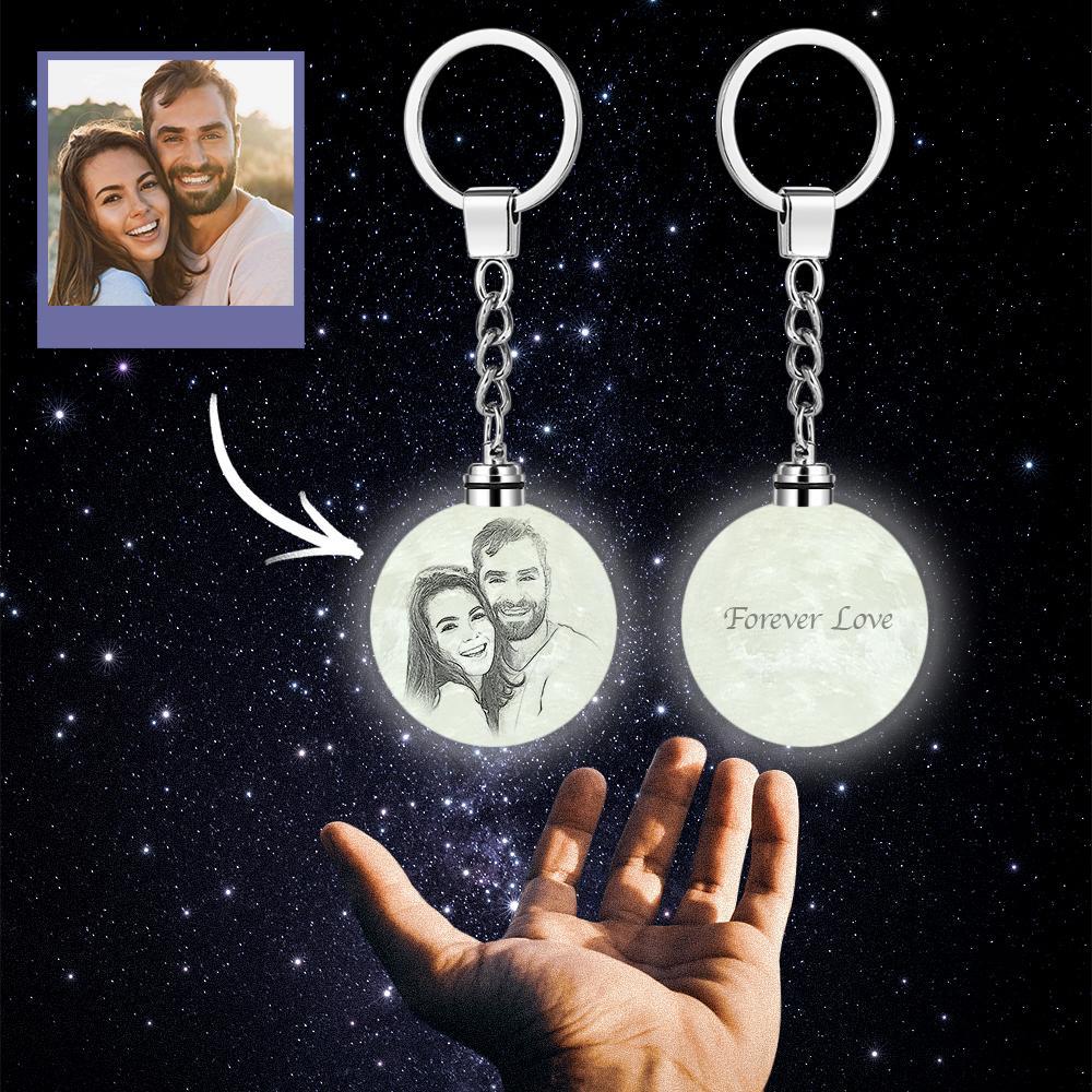 Moon Light Multicolor - Personalized 3D Printed Photo Moon Lamp Keychain