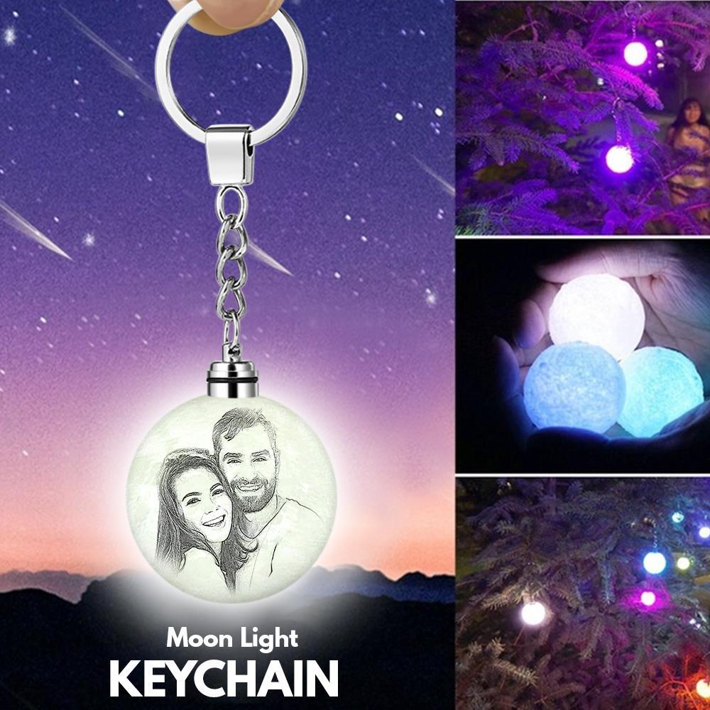 Moon Light Multicolor - Personalized 3D Printed Photo Moon Lamp Keychain