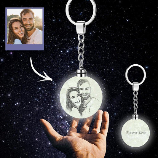 Moon Light Multicolor - Personalized 3D Printed Photo Moon Lamp Keychain