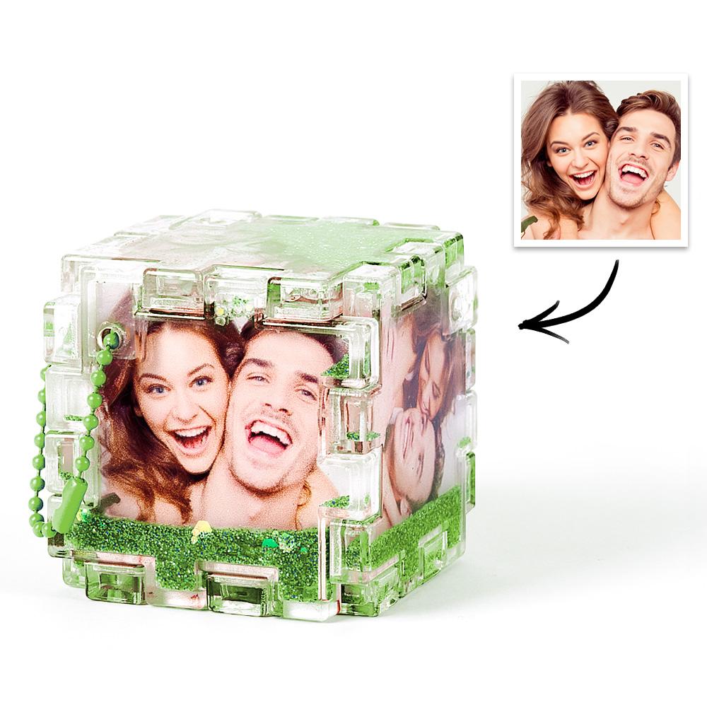 Quicksand Photo Custom Cube Quicksand Rubik Keychain - gift for anyone - Personalized Keychain