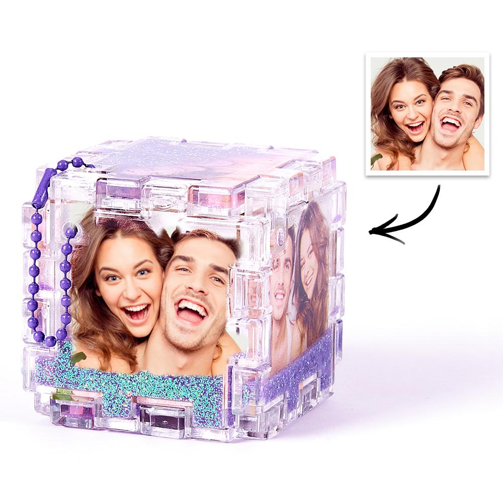 Quicksand Photo Custom Cube Quicksand Rubik Keychain - gift for anyone - Personalized Keychain