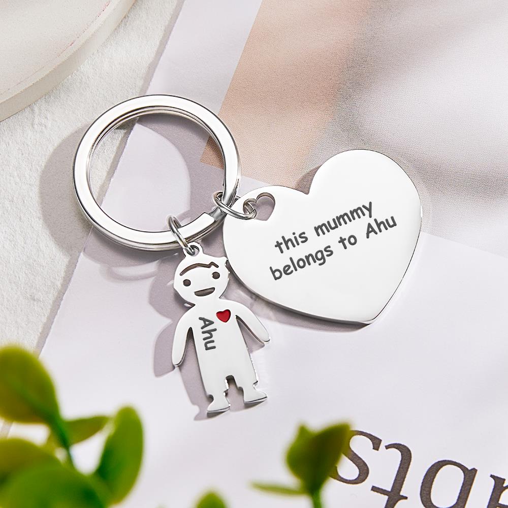 This Mom Dad Belongs To - Personalized Mother Heart With Children Keychain