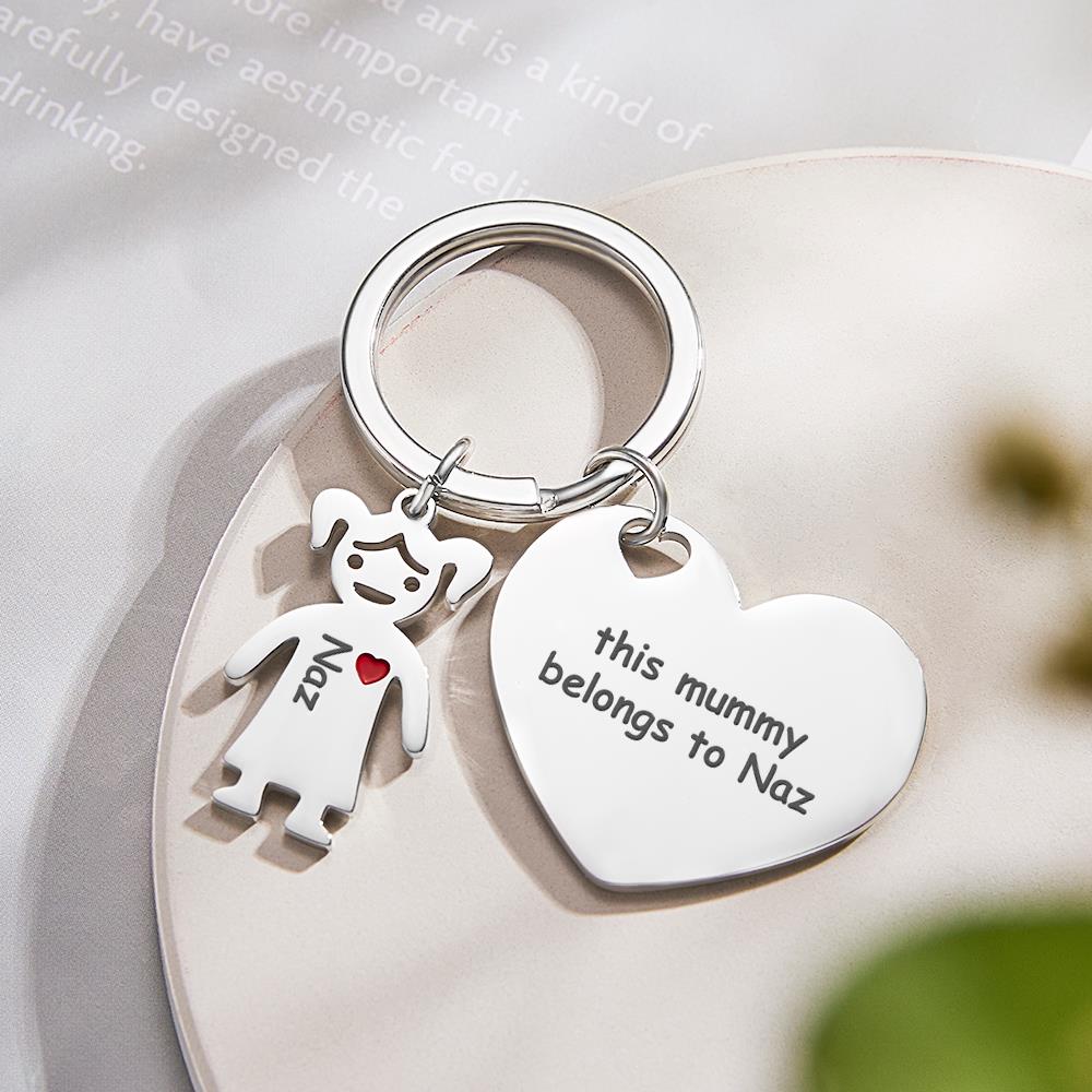This Mom Dad Belongs To - Personalized Mother Heart With Children Keychain