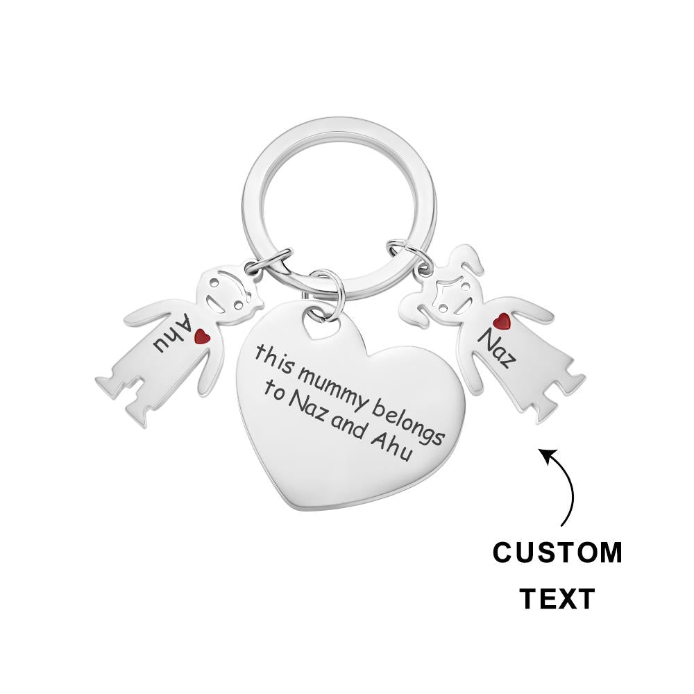 This Mom Dad Belongs To - Personalized Mother Heart With Children Keychain
