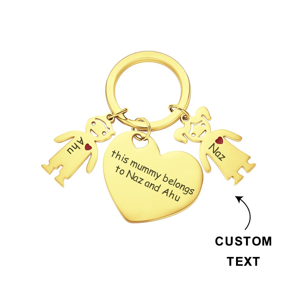 This Mom Dad Belongs To - Personalized Mother Heart With Children Keychain