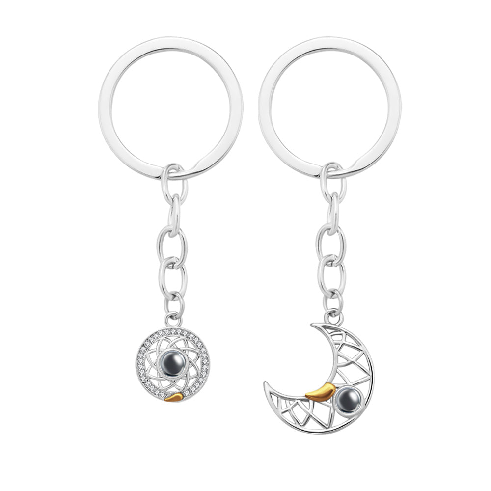 Matching Sun Moon Projection - Personalized Couple Sun Moon Projection Keychain