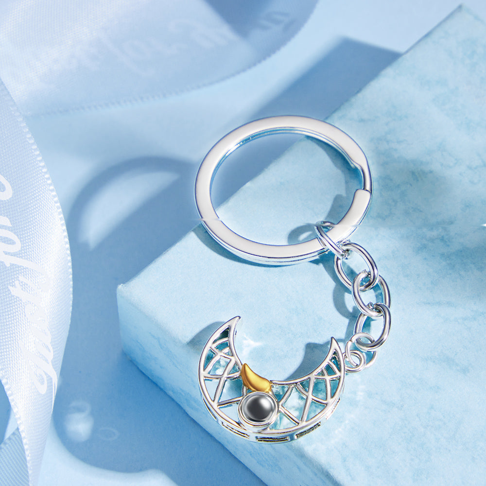 Matching Sun Moon Projection - Personalized Couple Sun Moon Projection Keychain