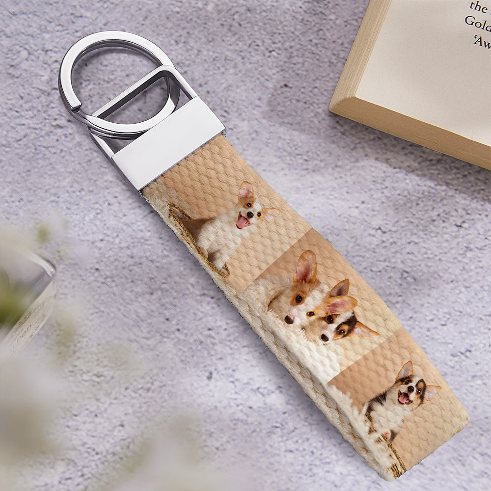 Pets Dogs Cats Lovers - Personalized Dog Photo Wristlet Keychain