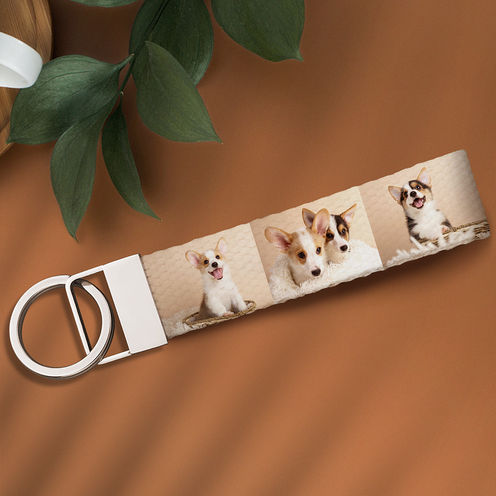 Pets Dogs Cats Lovers - Personalized Dog Photo Wristlet Keychain