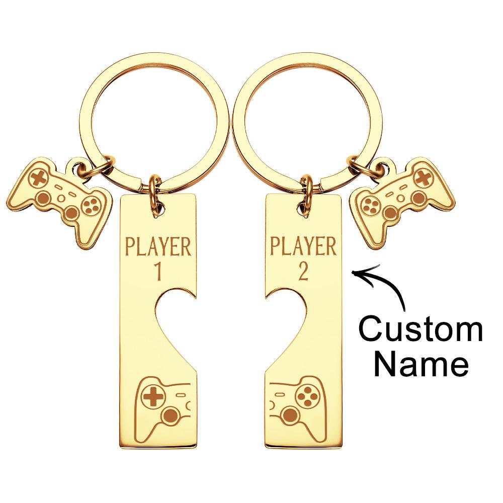 Player 1 Player 2 Matching Heart - Personalized Couple Game Console Matching Keychain