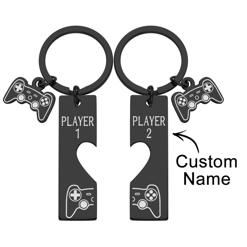 Player 1 Player 2 Matching Heart - Personalized Couple Game Console Matching Keychain