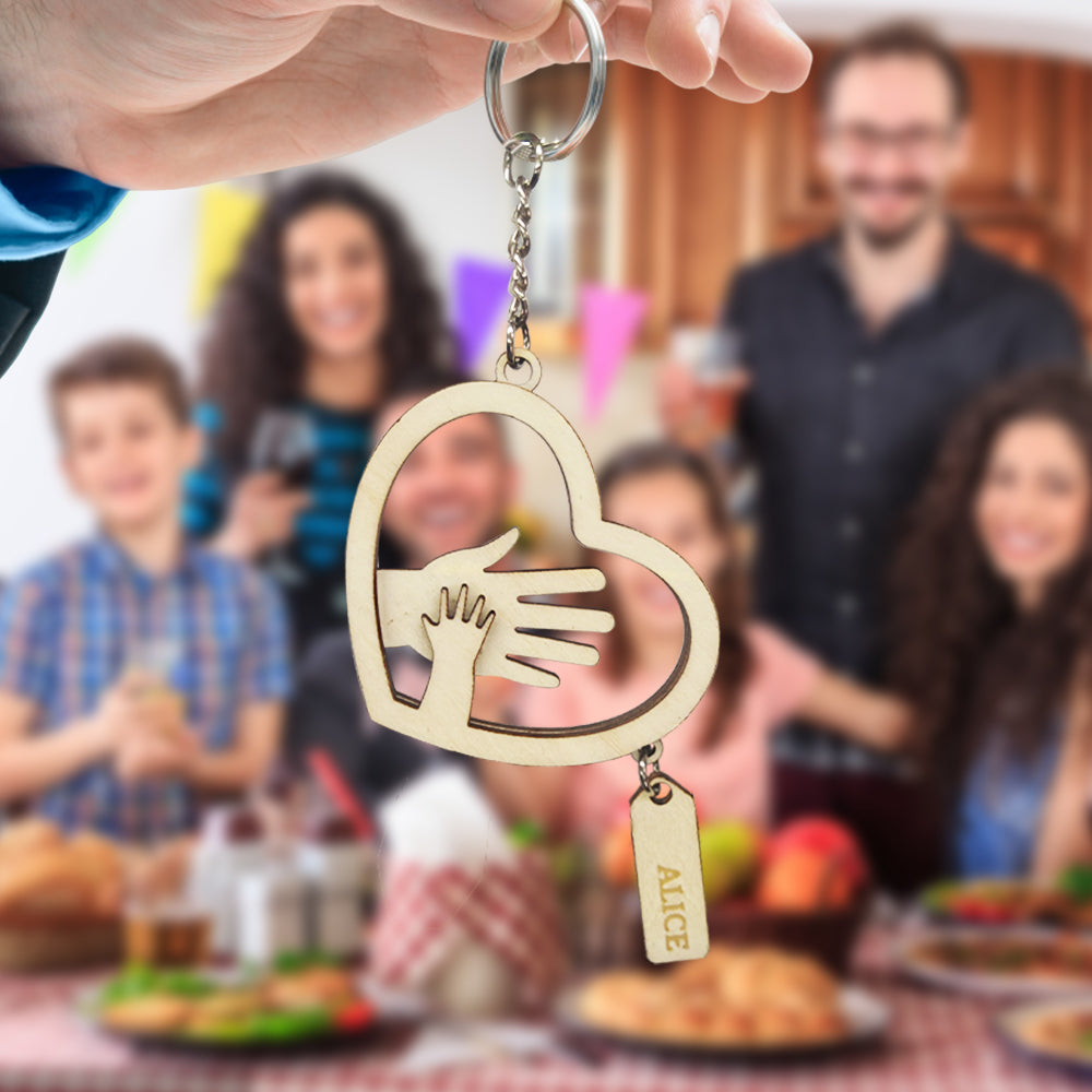 Personalized Family Hands With Name Tags Keychain