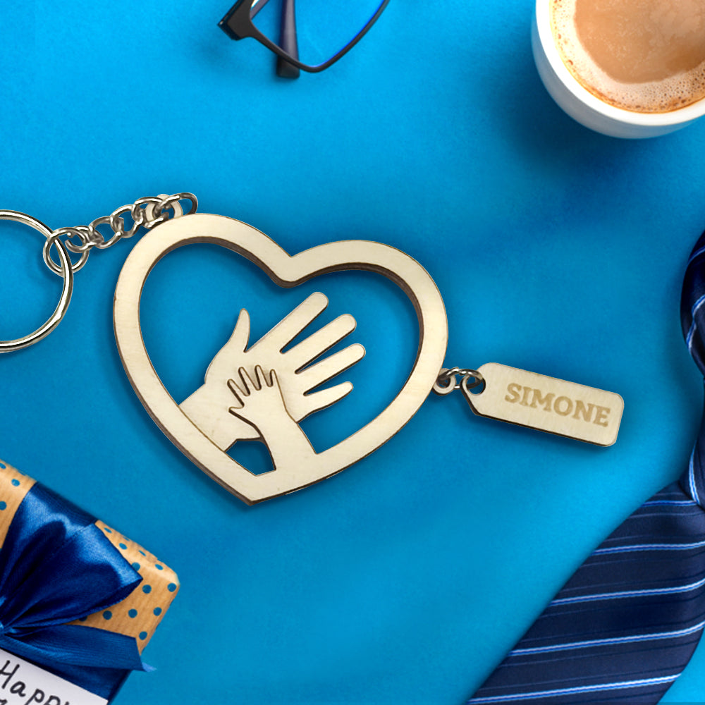 Personalized Family Hands With Name Tags Keychain