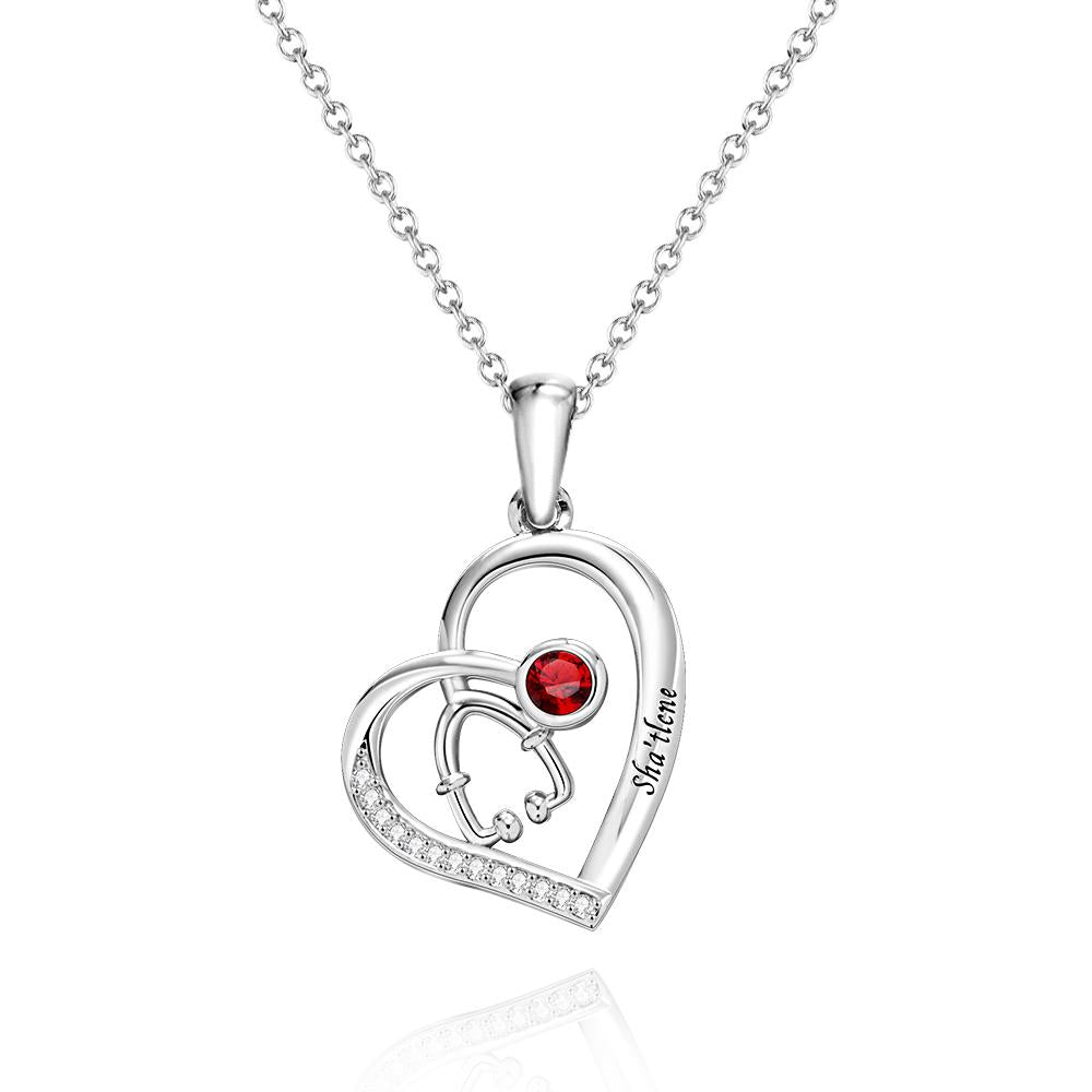 Nurse Life - Personalized Nurse Stethoscope Birthstone Necklace