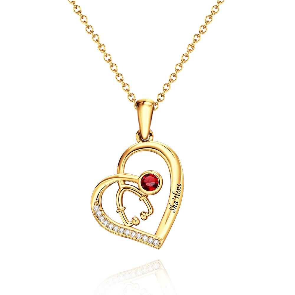 Nurse Life - Personalized Nurse Stethoscope Birthstone Necklace