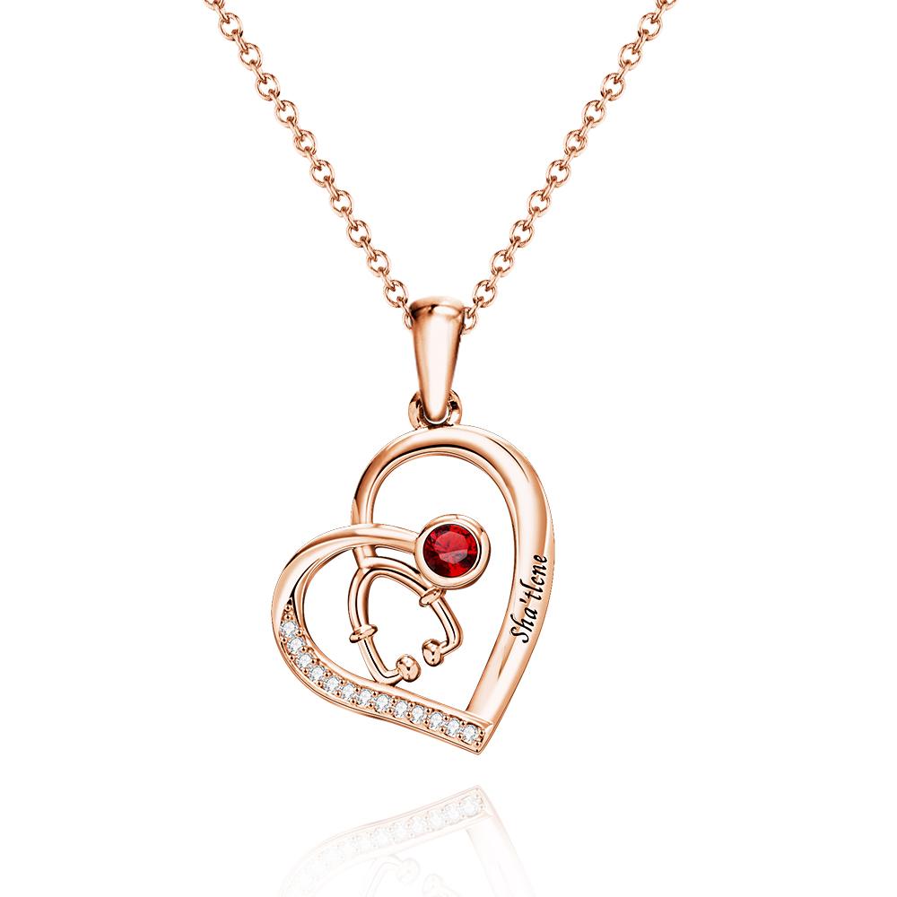 Nurse Life - Personalized Nurse Stethoscope Birthstone Necklace
