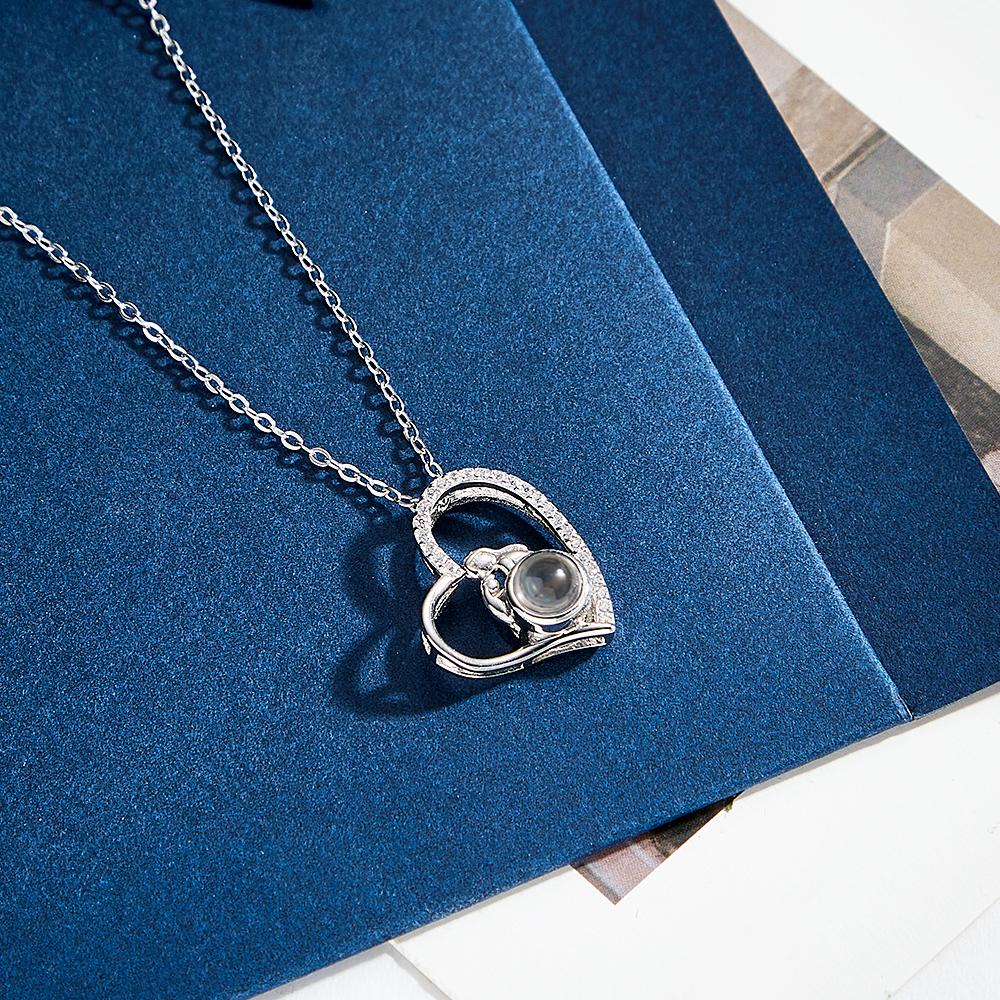 Personalized Heart Diamond Photo Projection Charm