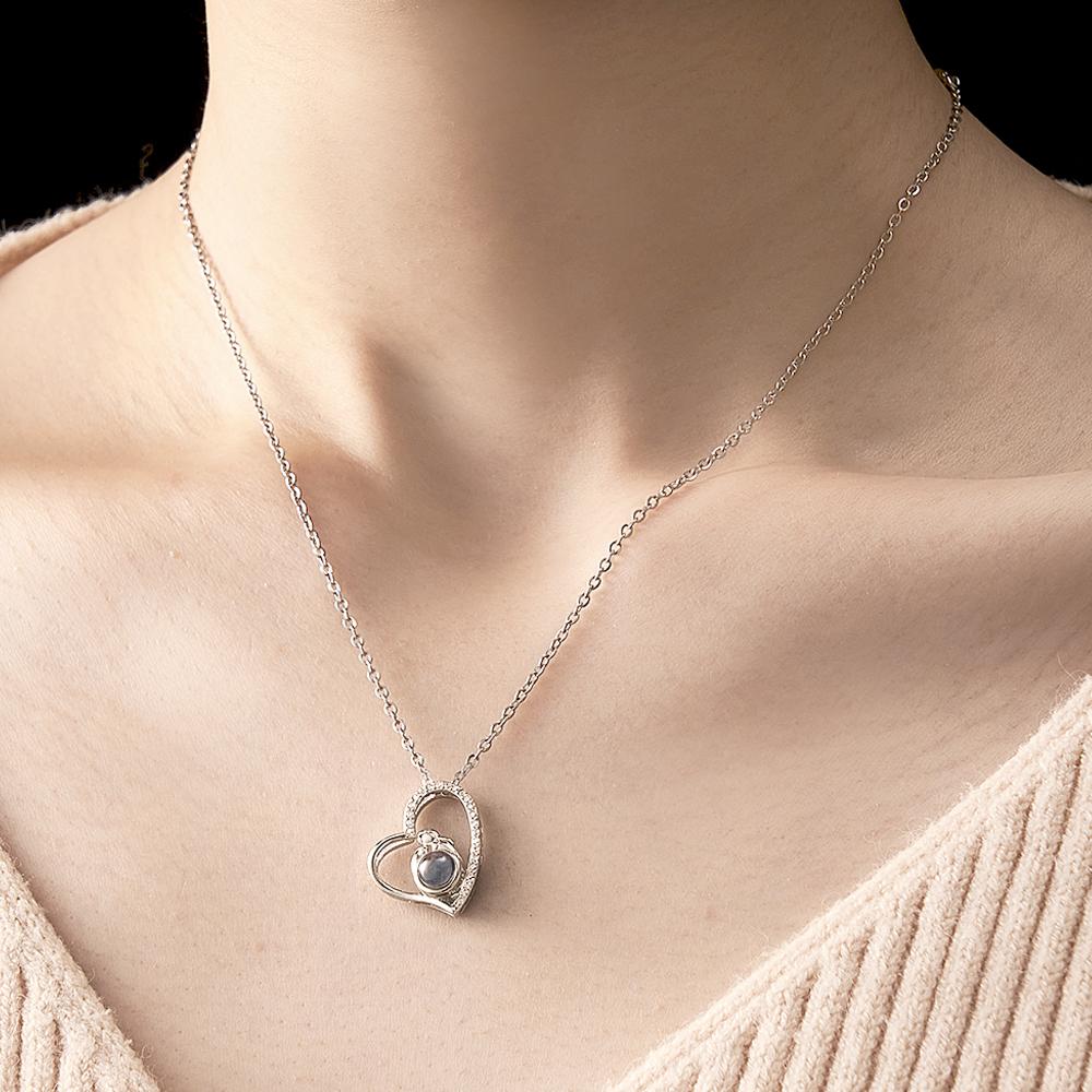 Personalized Heart Diamond Photo Projection Charm