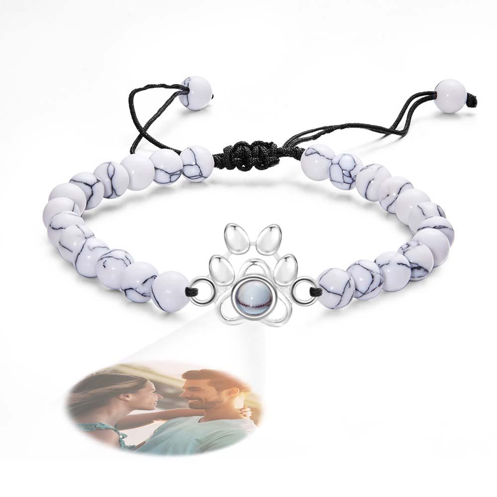 Pet's Paw - Personalized Dog Photo Projection Beads Bracelet With Pet Claw