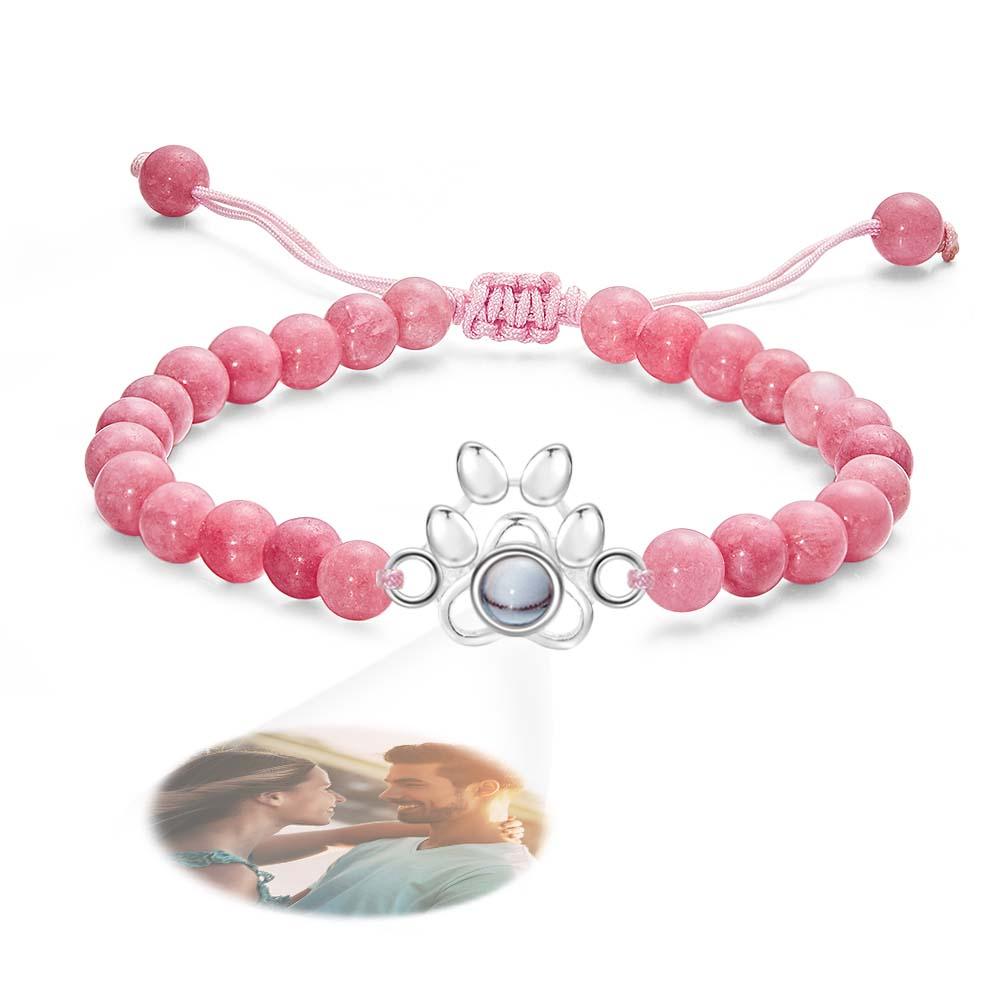 Pet's Paw - Personalized Dog Photo Projection Beads Bracelet With Pet Claw