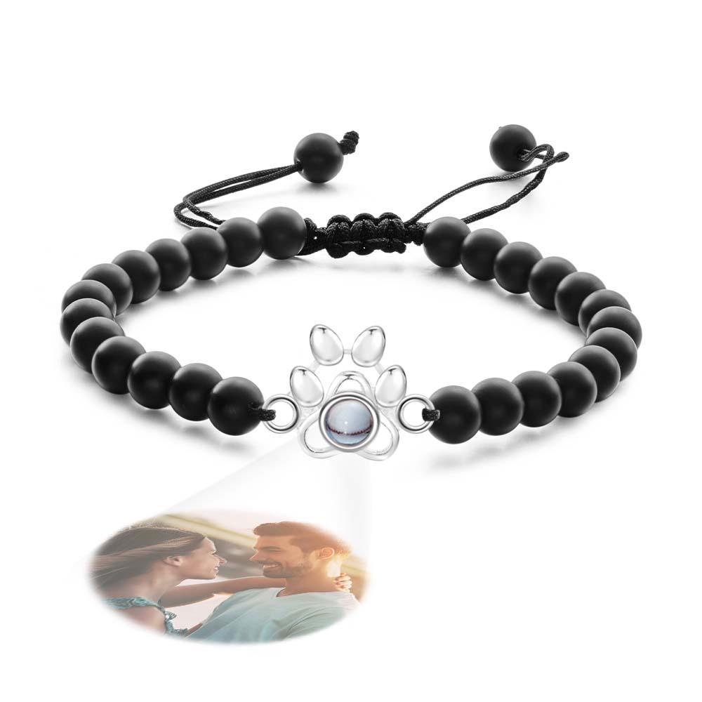 Pet's Paw - Personalized Dog Photo Projection Beads Bracelet With Pet Claw