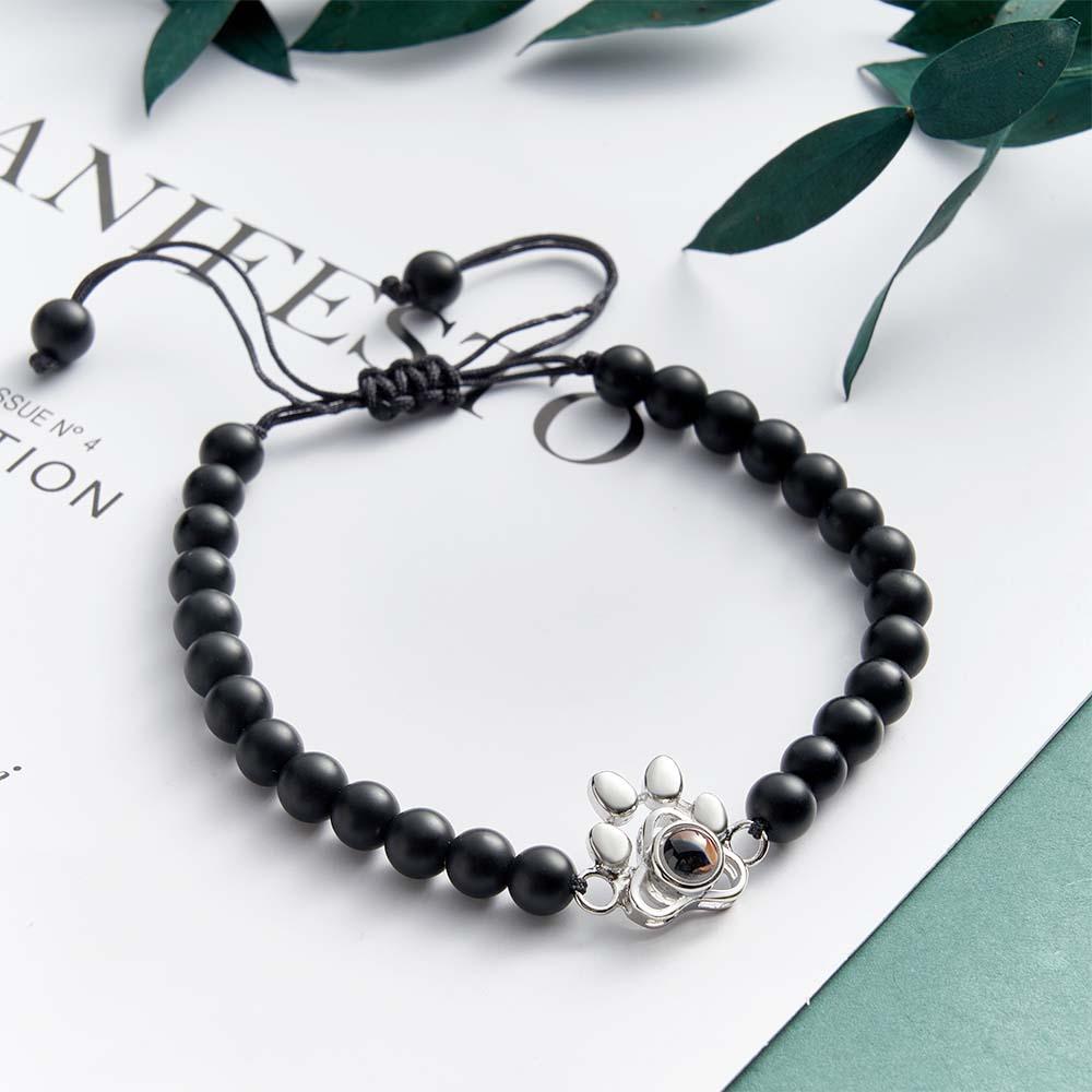 Pet's Paw - Personalized Dog Photo Projection Beads Bracelet With Pet Claw