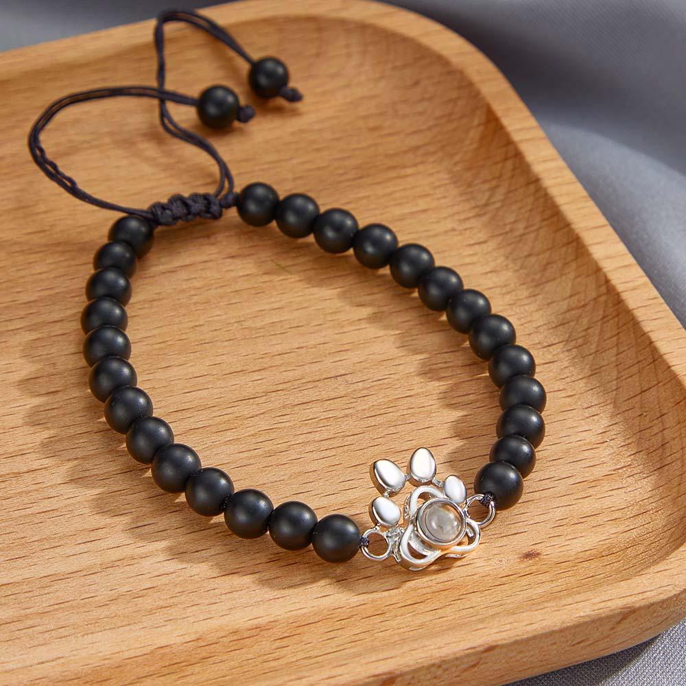 Pet's Paw - Personalized Dog Photo Projection Beads Bracelet With Pet Claw