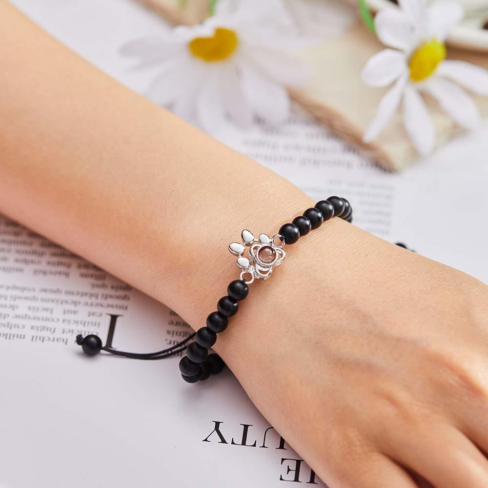 Pet's Paw - Personalized Dog Photo Projection Beads Bracelet With Pet Claw