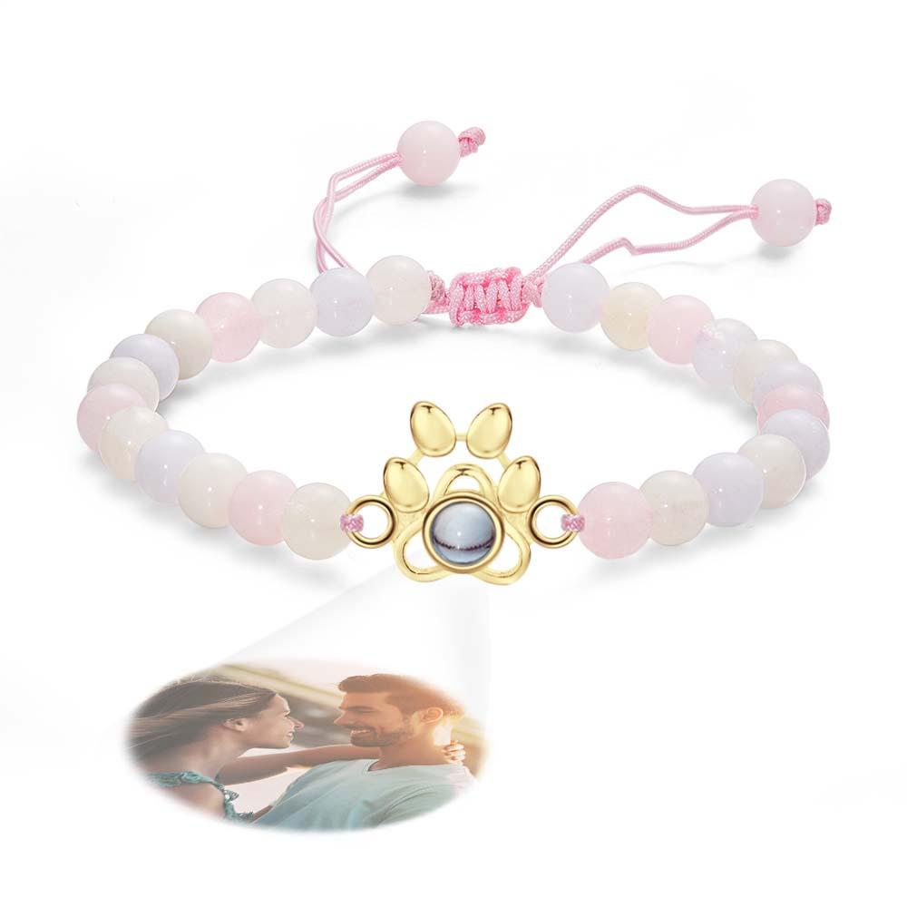 Pet's Paw - Personalized Dog Photo Projection Beads Bracelet With Pet Claw
