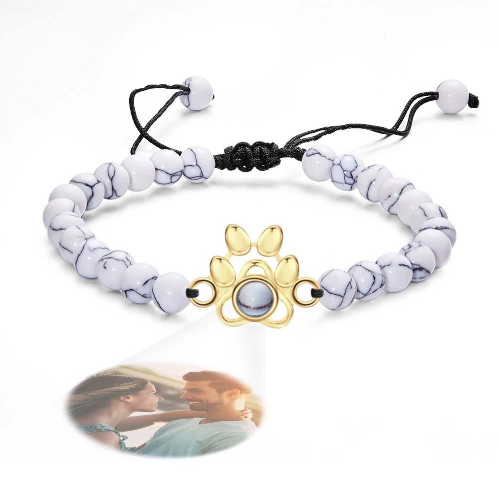 Pet's Paw - Personalized Dog Photo Projection Beads Bracelet With Pet Claw