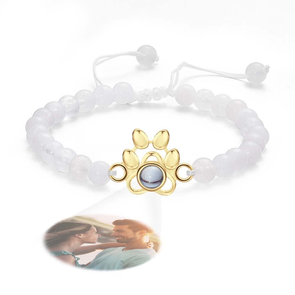 Pet's Paw - Personalized Dog Photo Projection Beads Bracelet With Pet Claw