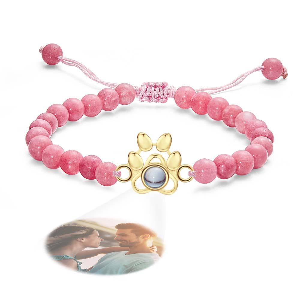Pet's Paw - Personalized Dog Photo Projection Beads Bracelet With Pet Claw