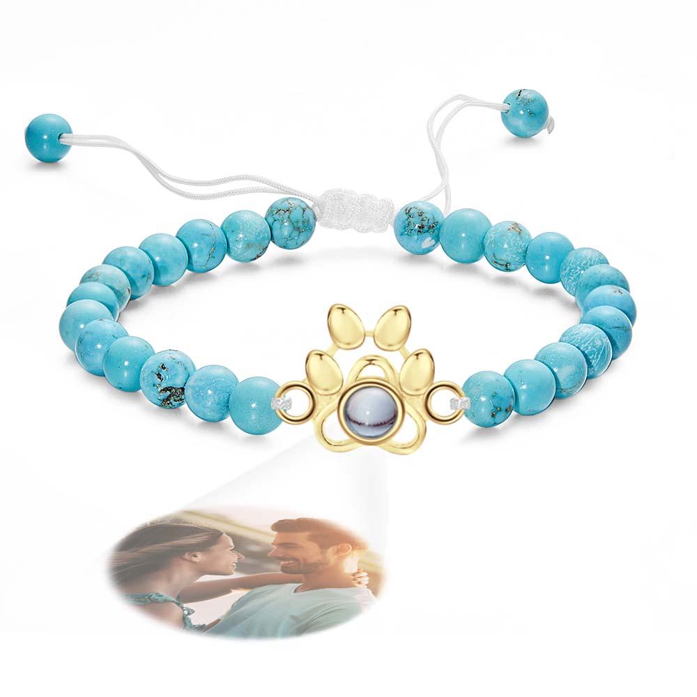 Pet's Paw - Personalized Dog Photo Projection Beads Bracelet With Pet Claw