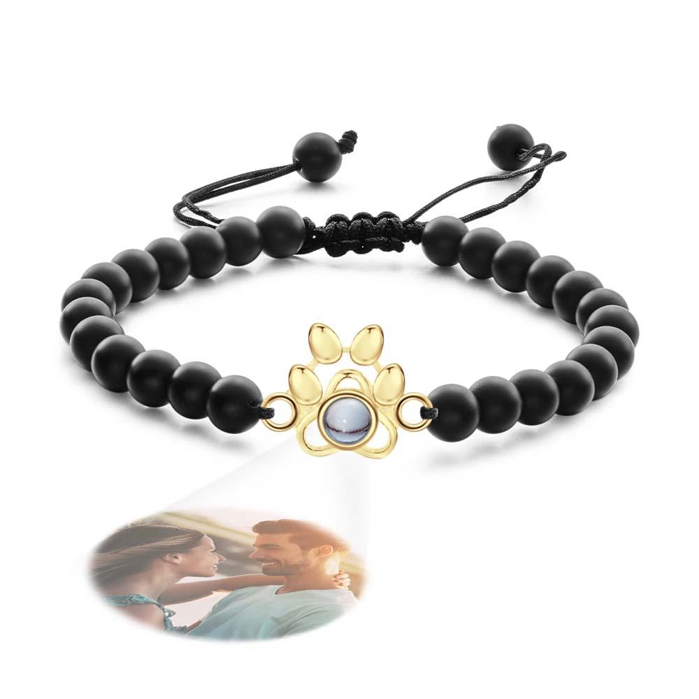 Pet's Paw - Personalized Dog Photo Projection Beads Bracelet With Pet Claw