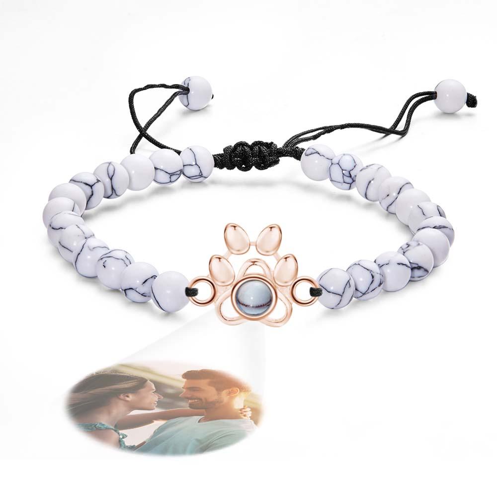 Pet's Paw - Personalized Dog Photo Projection Beads Bracelet With Pet Claw
