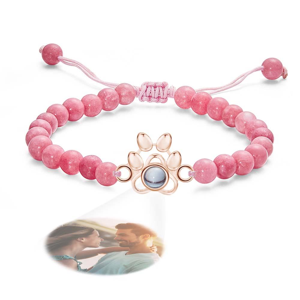Pet's Paw - Personalized Dog Photo Projection Beads Bracelet With Pet Claw