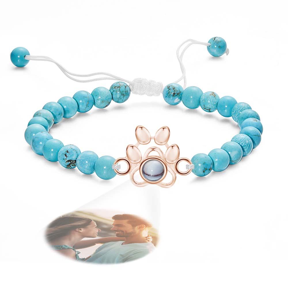 Pet's Paw - Personalized Dog Photo Projection Beads Bracelet With Pet Claw