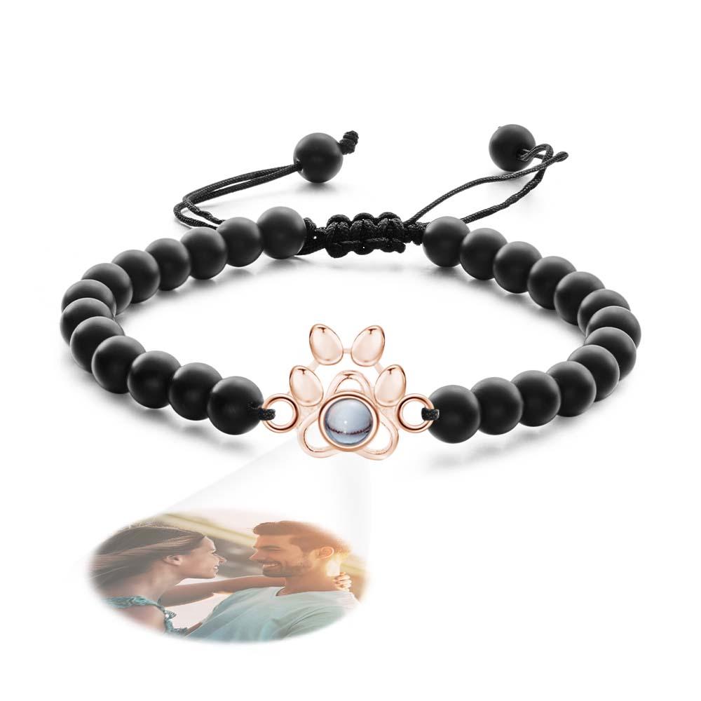 Pet's Paw - Personalized Dog Photo Projection Beads Bracelet With Pet Claw