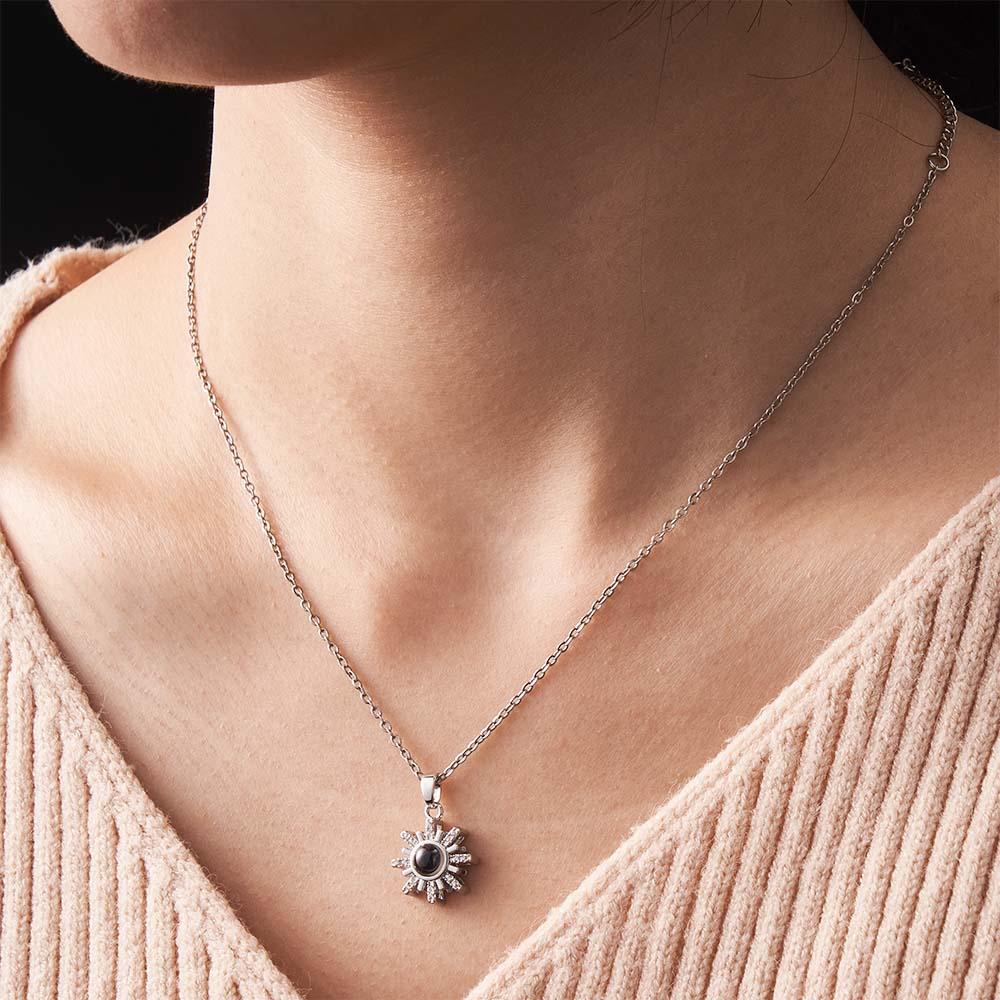 Personalized Sun Flower Diamond Photo Projection Charm