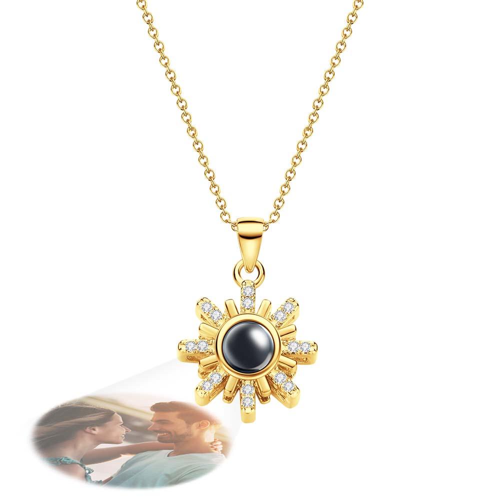 Personalized Sun Flower Diamond Photo Projection Charm