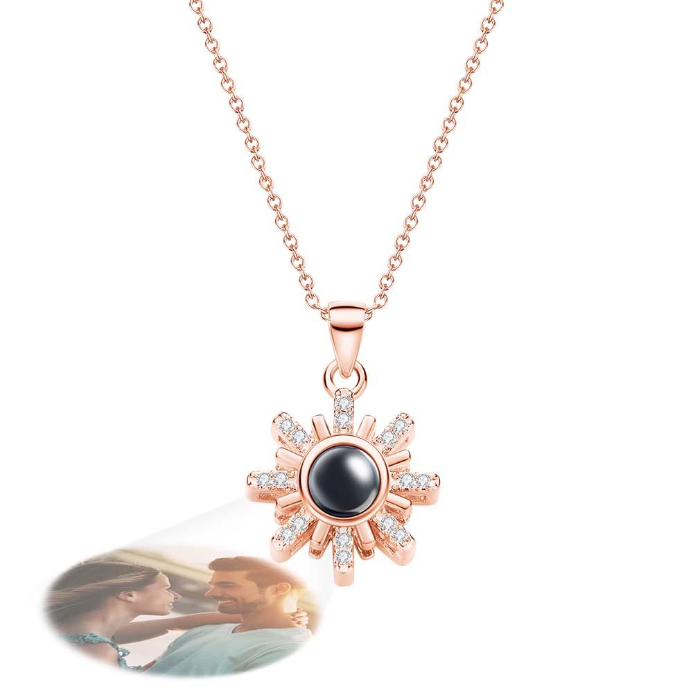 Personalized Sun Flower Diamond Photo Projection Charm