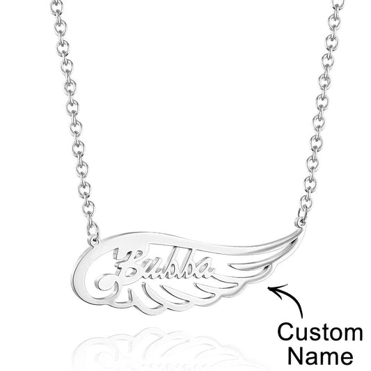 Personalized Memorial Angel Wing Name Necklace