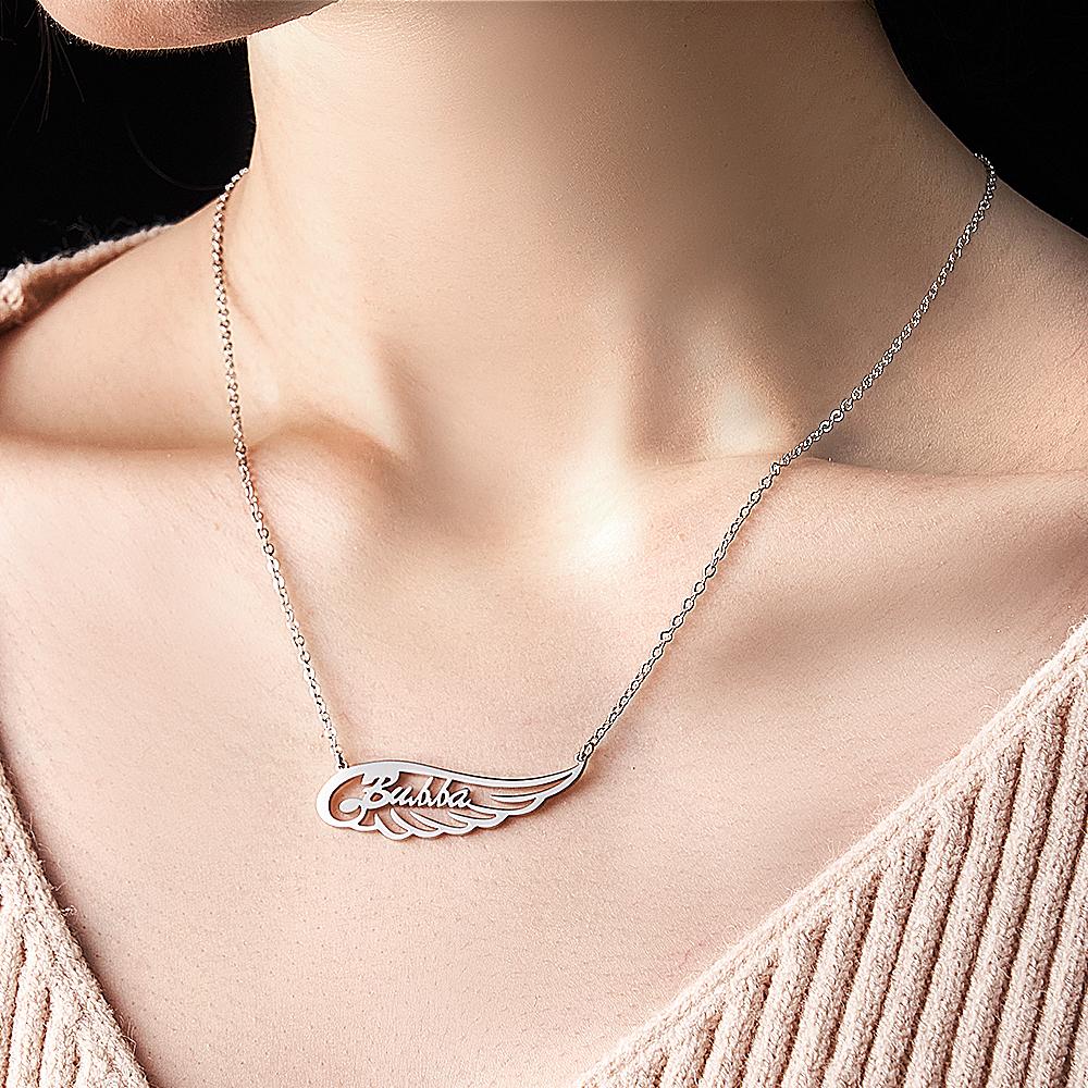 Personalized Memorial Angel Wing Name Necklace