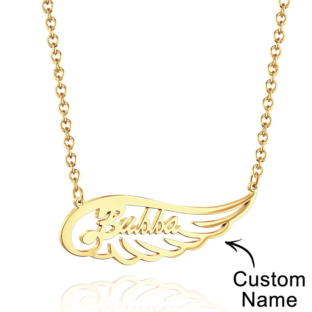 Personalized Memorial Angel Wing Name Necklace