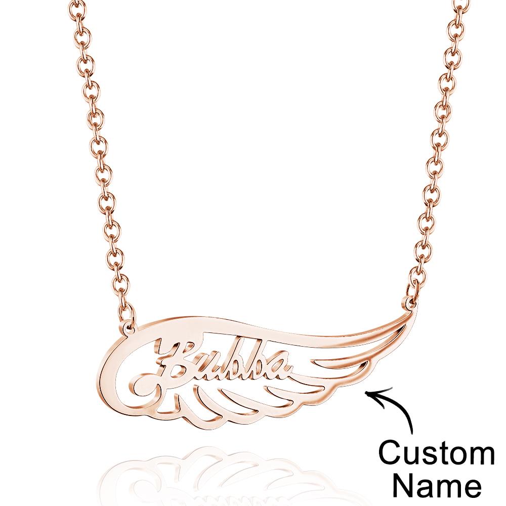Personalized Memorial Angel Wing Name Necklace