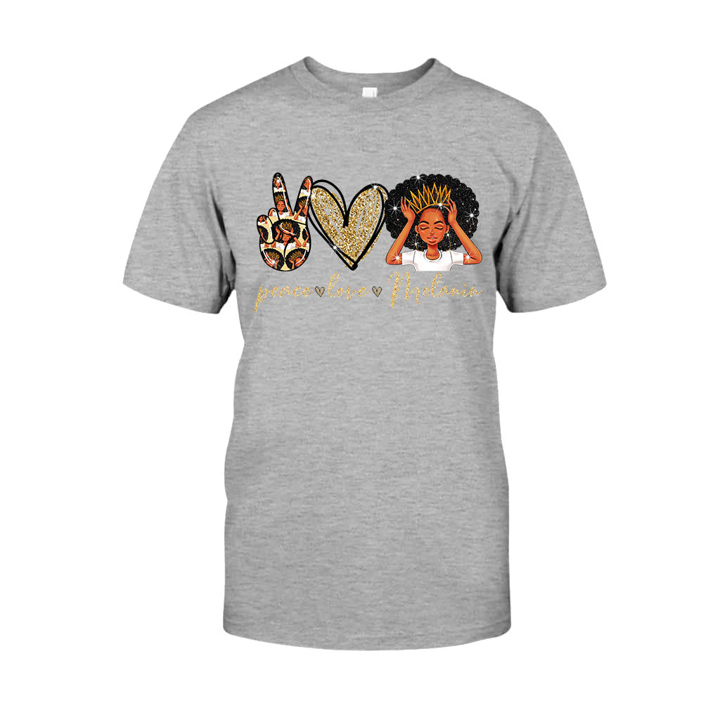 Melanin -African American T-shirt and Hoodie With Faux Glitter Print 1121