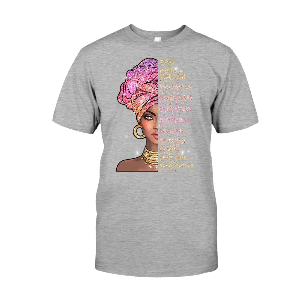 You Are Beautiful - African American T-shirt and Hoodie With Faux Glitter Print 1121