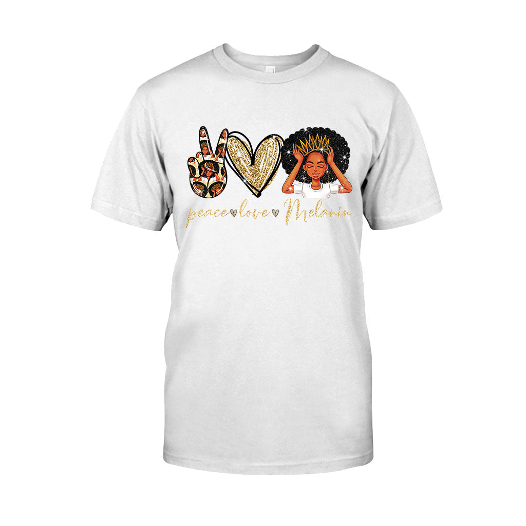 Melanin -African American T-shirt and Hoodie With Faux Glitter Print 1121