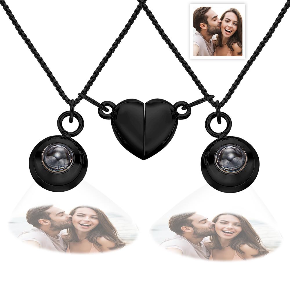 Matching Heart - Personalized Couple Photo Projection Magnetic Necklace